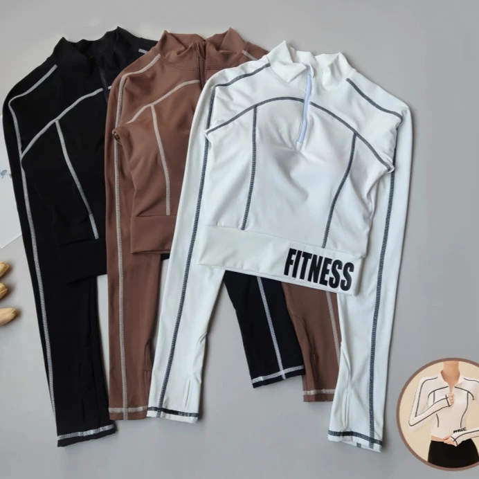 High-neck Half-zip Long-sleeved Fitness Clothes Black Slim-fitting Quick-drying Training Sports Top with Chest Pads Yoga Clothes
High-neck Half-zip Long-sleeved Fitness Clothes Black Slim-fitting Quick-drying Training Sports Top with Chest Pads Yoga Clothes