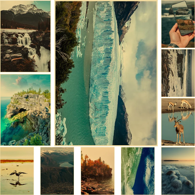 Home Decoration Retro Kraft Paper Nature Landscape Poster Wall Art Posters Decorative Pictures for Living Room Decor Paintings
Home Decoration Retro Kraft Paper Nature Landscape Poster Wall Art Posters Decorative Pictures for Living Room Decor Paintings