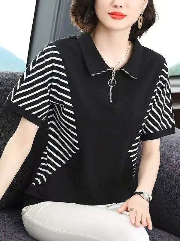 plus Size Striped Short Sleeve T-Shirt Women's Summer New Loose Casual Collar Top Fashionable Mom's Wear Breathable Skin...
plus Size Striped Short Sleeve T-Shirt Women's Summer New Loose Casual Collar Top Fashionable Mom's Wear Breathable Skin...