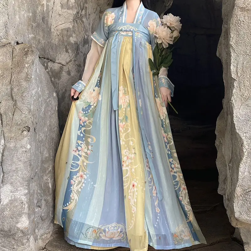 Women Hanfu Dress Chinese Style Elegant Clothes Outfit Folk Dance Stage Costumes Traditional Vintage Floral Print Princess Set
Women Hanfu Dress Chinese Style Elegant Clothes Outfit Folk Dance Stage Costumes Traditional Vintage Floral Print Princess Set