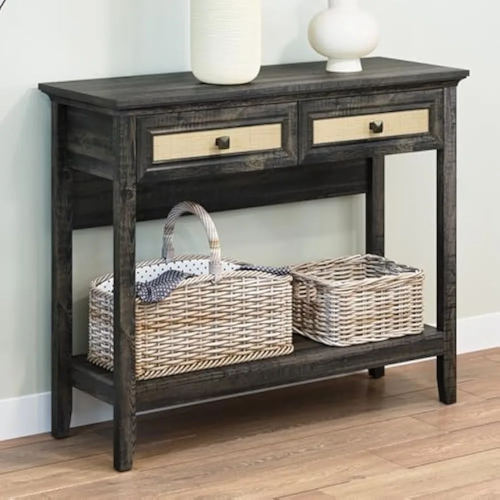 Rattan Console Table with Storage, Entryway Table with Drawers, Wood Boho Sofa Table, White Console Tables for Entryw
Rattan Console Table with Storage, Entryway Table with Drawers, Wood Boho Sofa Table, White Console Tables for Entryw