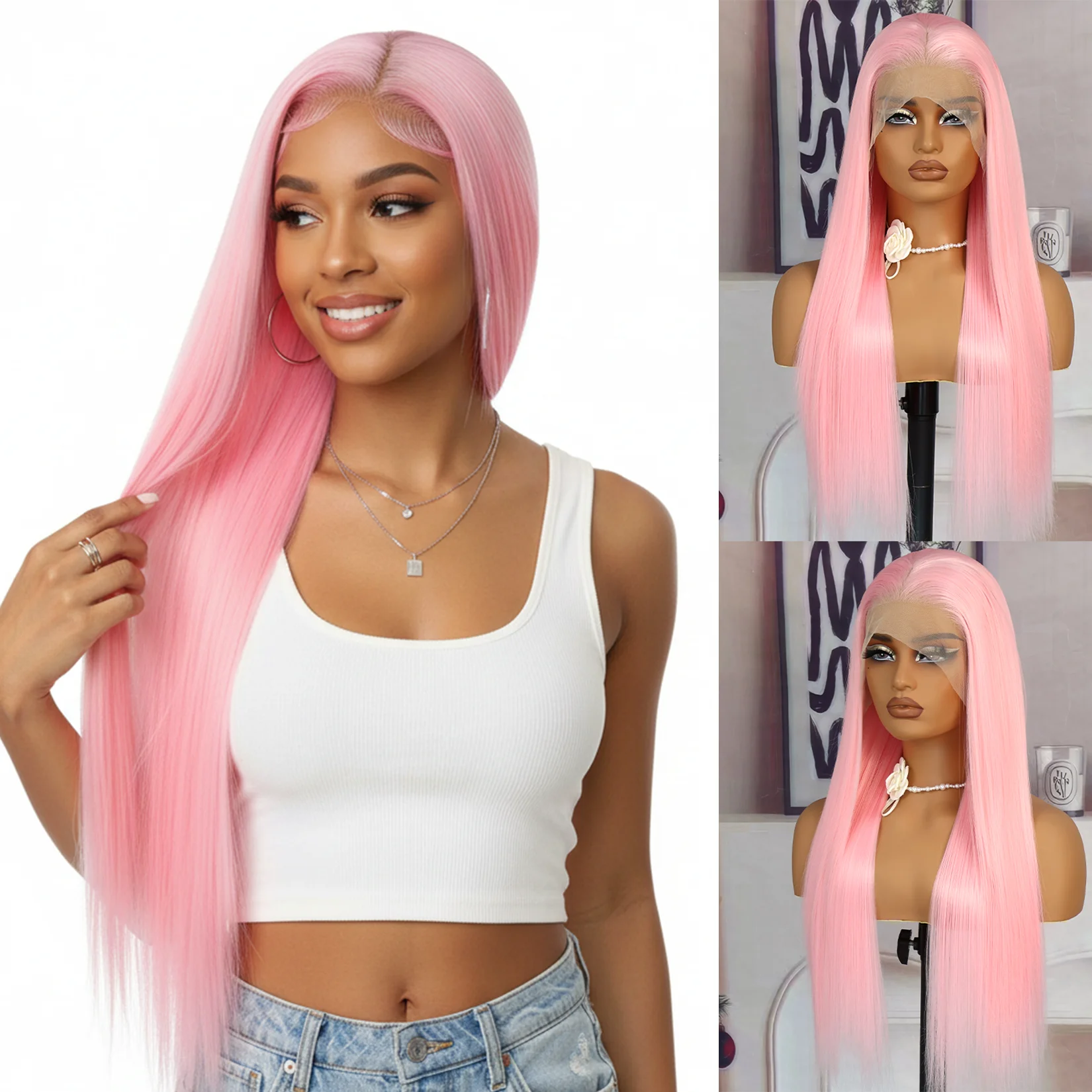 Aubree 13x6 Lace Front Synthetic Wigs 28 inches Long Straight Lace Frontal Wig Pre Plucked Natural Look Glueless Heat Resistant 180 Density Wig For Black Women
Aubree 13x6 Lace Front Synthetic Wigs 28 inches Long Straight Lace Frontal Wig Pre Plucked Natural Look Glueless Heat Resistant 180 Density Wig For Black Women