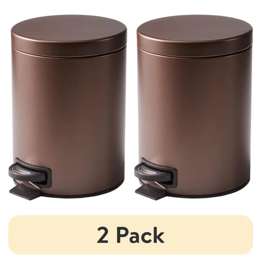 2 pack Bronze Stainless Steel 1.3 Gallon Metal Bathroom Waste Basket for Modern Bathrooms, Rust-Resistant, Sleek Design, Compac
2 pack Bronze Stainless Steel 1.3 Gallon Metal Bathroom Waste Basket for Modern Bathrooms, Rust-Resistant, Sleek Design, Compac