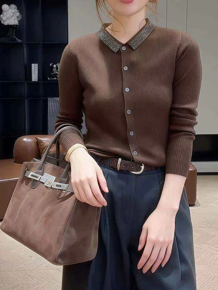 Slimming Faux Diamond Collar Knitted Long Sve Base irt for Women Autumn Winter plus Size Conceals Belly Comfortable Fit
Slimming Faux Diamond Collar Knitted Long Sve Base irt for Women Autumn Winter plus Size Conceals Belly Comfortable Fit