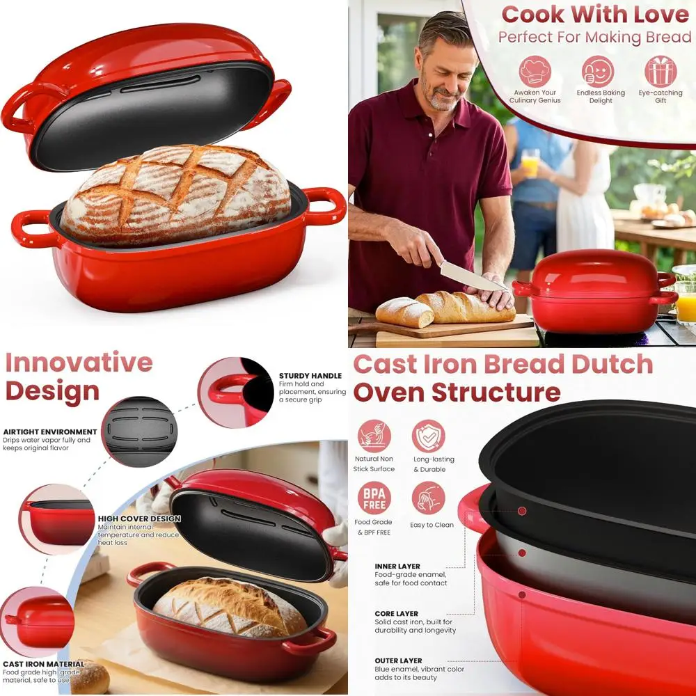 Cast Iron Dutch Oven - 2.5 Quart Sourdough Bread Baking Pan with Lid, Perfect for Homemade Sourdough Loaves
Cast Iron Dutch Oven - 2.5 Quart Sourdough Bread Baking Pan with Lid, Perfect for Homemade Sourdough Loaves