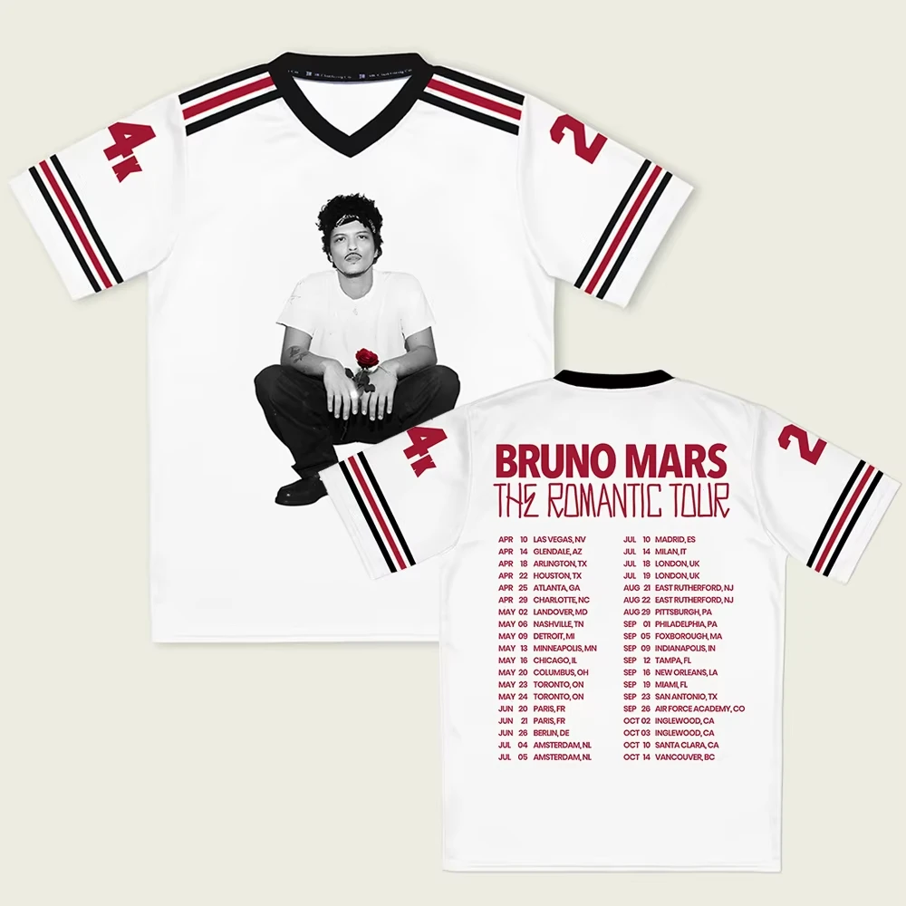 Bruno Mars The Romantic Tour 2026 Jersey V-neck Short Sleeve Loose Male Tees Summer Unisex Streetwear 3D Printing Design Merch
Bruno Mars The Romantic Tour 2026 Jersey V-neck Short Sleeve Loose Male Tees Summer Unisex Streetwear 3D Printing Design Merch