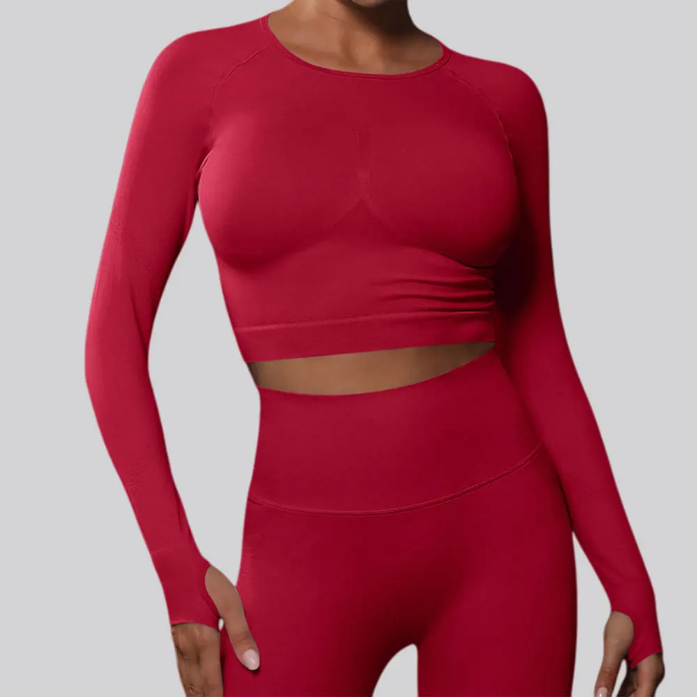 Seamless Yoga Shirts Solid Sports Top Long Sleeve Gym Workout Running Shirts Sexy Exposed Navel Quick Dry Fitness Gym Sport Wear
Seamless Yoga Shirts Solid Sports Top Long Sleeve Gym Workout Running Shirts Sexy Exposed Navel Quick Dry Fitness Gym Sport Wear