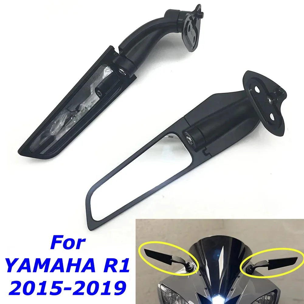 Motorcycle Adjustable Rotating Rearview Mirror Modified Wind Wing Winglets Accessories For YAMAHA R1 2015-2019 R1 R 1 R-1