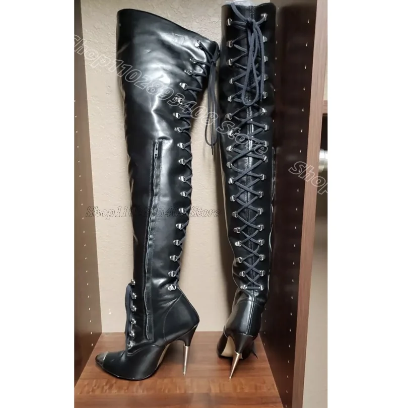 Black Cross Band Metal Heels Boots Side Zipper British Style Women Fashion Dress Sexy Over Knee Boots 2026 Zapatos Para Mujere
Black Cross Band Metal Heels Boots Side Zipper British Style Women Fashion Dress Sexy Over Knee Boots 2026 Zapatos Para Mujere