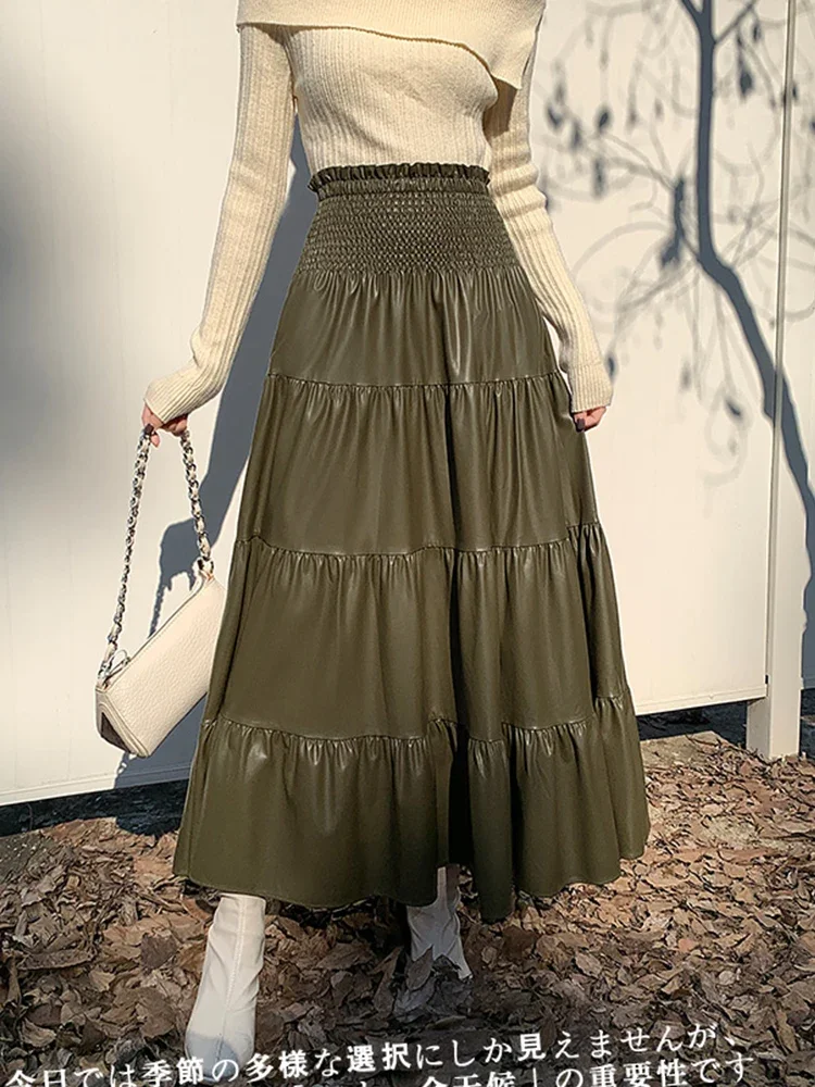 Women Maxi Faux Leather Skirt 2024 Autumn Winter Fashion Patchwork A Line Elastic High Waist Long PU Skirt Female Z667
Women Maxi Faux Leather Skirt 2024 Autumn Winter Fashion Patchwork A Line Elastic High Waist Long PU Skirt Female Z667