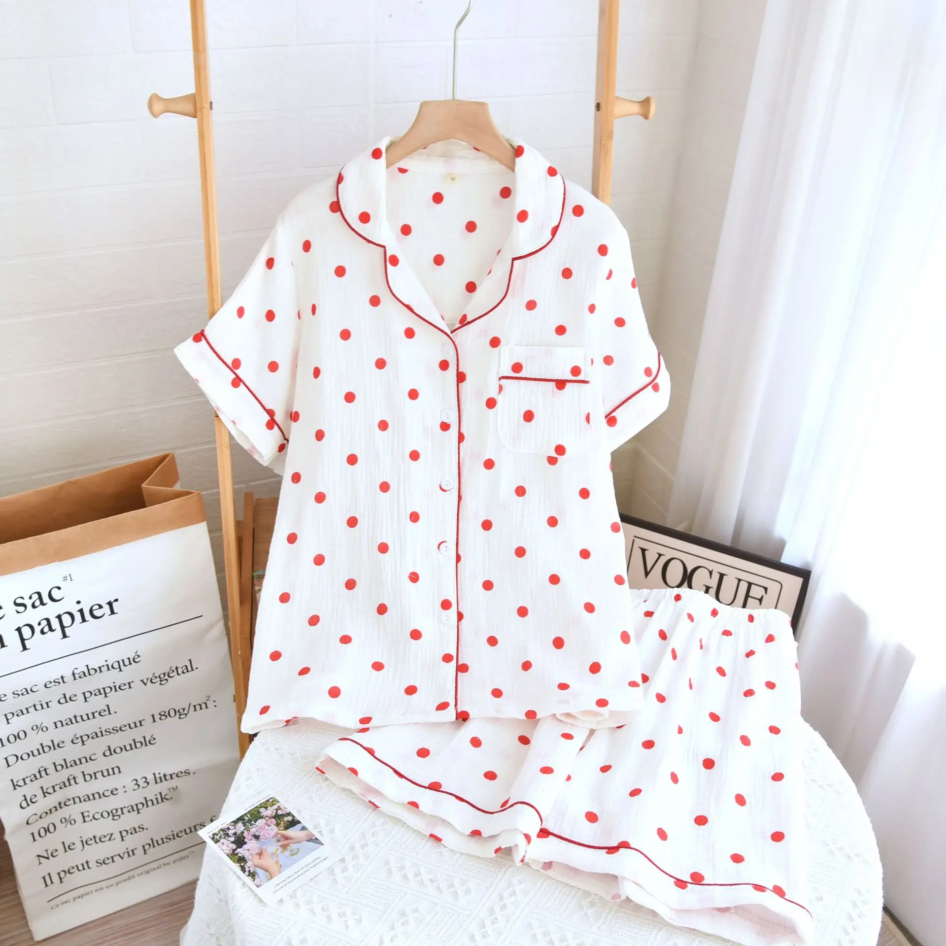 Wholesale & Retail Japanese Pajama Set Women's Summer Full Cotton and Linen Short Sleeve Trousers Shorts Loungewear
Wholesale & Retail Japanese Pajama Set Women's Summer Full Cotton and Linen Short Sleeve Trousers Shorts Loungewear
