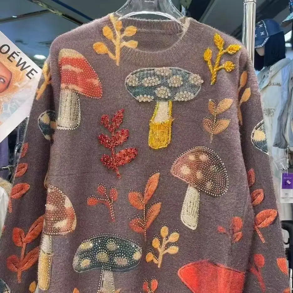 Autumn Winter 2025 Crystal Diamonds Stitch Thick Warm Sweater for Women's Trend Knit Top Outwears Knitwear Pullover pulls femme
Autumn Winter 2025 Crystal Diamonds Stitch Thick Warm Sweater for Women's Trend Knit Top Outwears Knitwear Pullover pulls femme