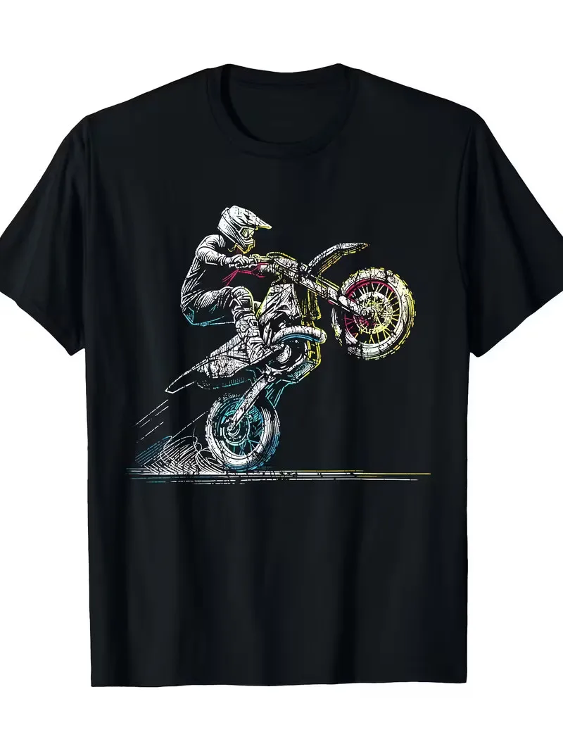 Retro Motocross Rider Graphic Tee for Men, 220g Lightweight Cotton
Retro Motocross Rider Graphic Tee for Men, 220g Lightweight Cotton