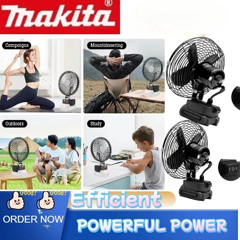 Вентилятор для кемпинга Makita, беспроводной портативный металлический вентилятор для рыбалки на открытом воздухе, настольный вентилятор с мощным потоком воздуха, инструмент для аккумуляторов Makita
Вентилятор для кемпинга Makita, беспроводной портативный металлический вентилятор для рыбалки на открытом воздухе, настольный вентилятор с мощным потоком воздуха, инструмент для аккумуляторов Makita