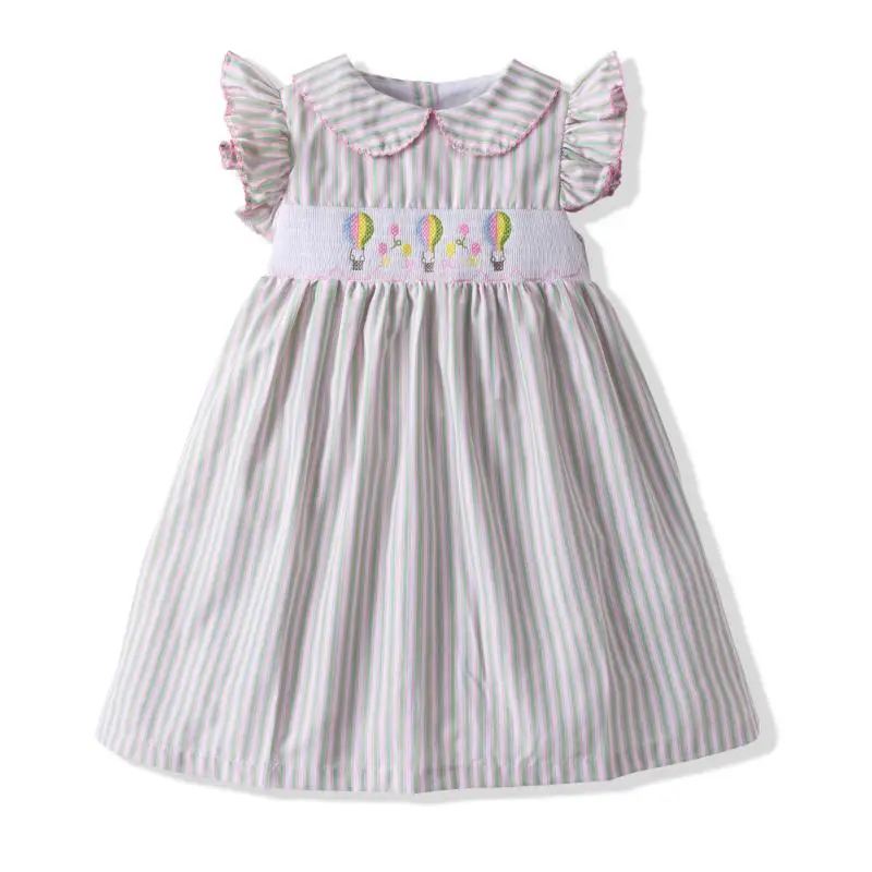 Summer Children Boutique Dress Baby Girls Smocked Embroidery Dresses Flare Sleeve Peter Pan Collar Clothes Kids Vestidos
Summer Children Boutique Dress Baby Girls Smocked Embroidery Dresses Flare Sleeve Peter Pan Collar Clothes Kids Vestidos