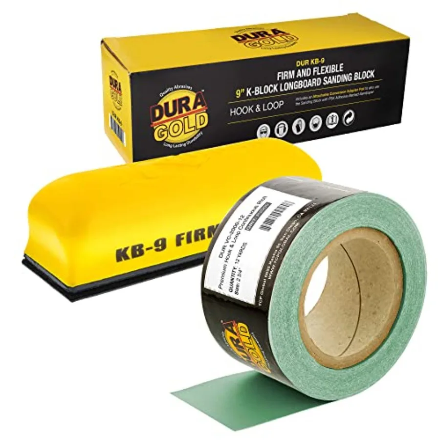 Dura-Gold Pro Series 9" K-Block Sander Firm and Flex Hand Sanding Block Pad with Hook and Loop Backing and PSA Adapter Pad and
Dura-Gold Pro Series 9" K-Block Sander Firm and Flex Hand Sanding Block Pad with Hook and Loop Backing and PSA Adapter Pad and
