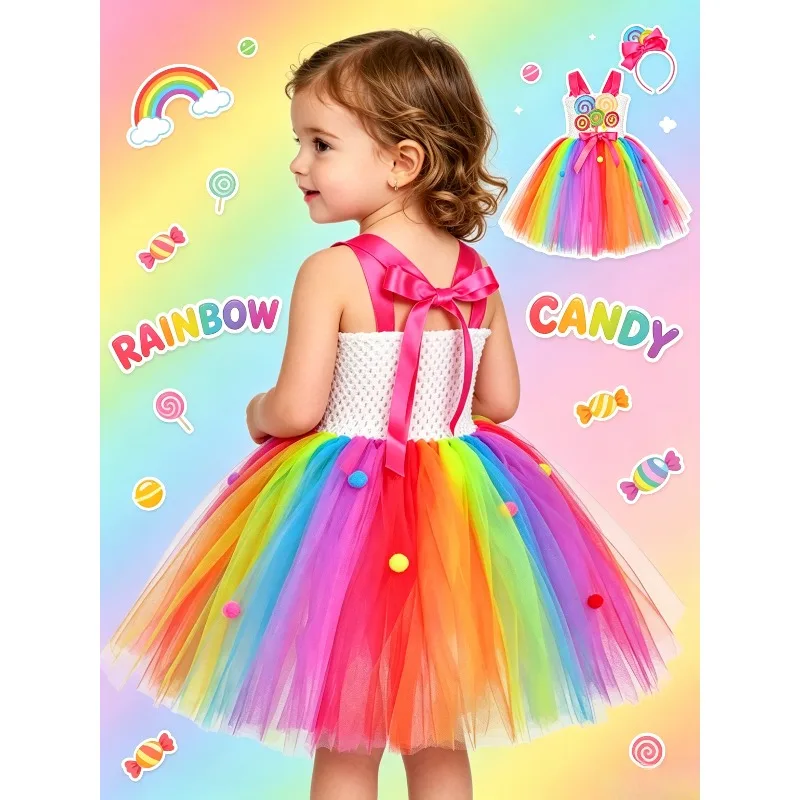 Rainbow Lollipop Candy Mesh Tutu Gown Headwear Sweet Princess Style Carnival Holiday Birthday Party Stage Cosplay Festive Attire
Rainbow Lollipop Candy Mesh Tutu Gown Headwear Sweet Princess Style Carnival Holiday Birthday Party Stage Cosplay Festive Attire