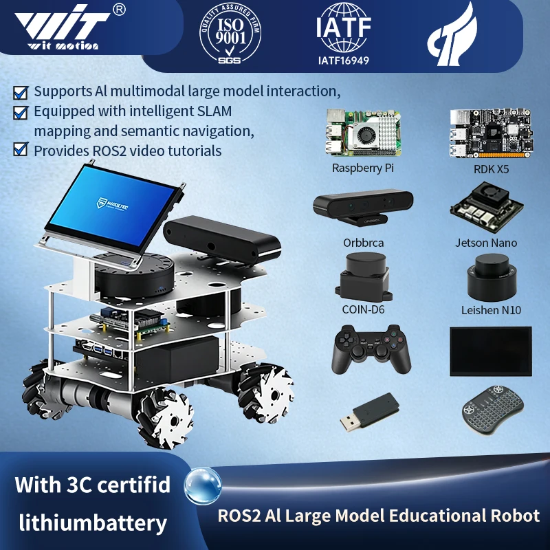 Raspberry Pi 5 R550 smart Robot Car ROS2 3D Depth vision LiDAR navigation Ackermann Differential Drive Mecanum Wheel AI Robot
Raspberry Pi 5 R550 smart Robot Car ROS2 3D Depth vision LiDAR navigation Ackermann Differential Drive Mecanum Wheel AI Robot