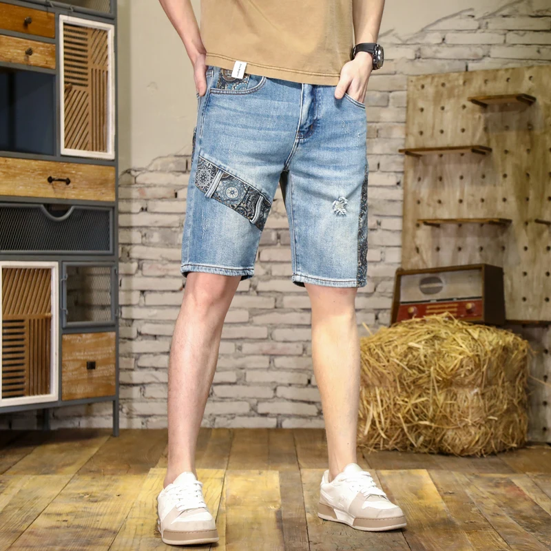 JDK61 High-grade broken holes patches loose casual versatile denim shorts tide collision colour splicing embroidery
JDK61 High-grade broken holes patches loose casual versatile denim shorts tide collision colour splicing embroidery