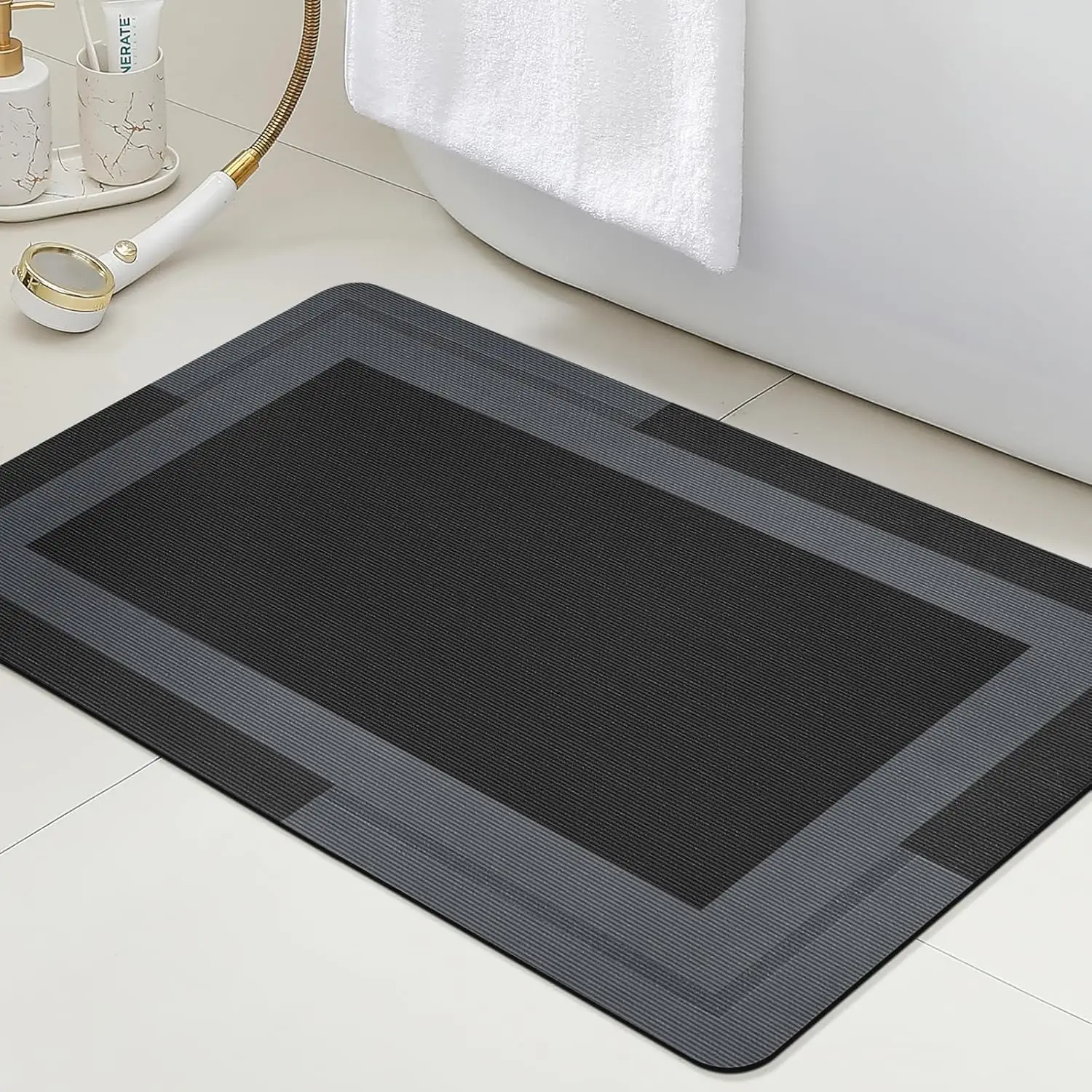 Non Slip Bath Mat, Thin Bathroom Rug Fits Under Door, Quick Dry, Machine Washable, 24x17, Black
Non Slip Bath Mat, Thin Bathroom Rug Fits Under Door, Quick Dry, Machine Washable, 24x17, Black