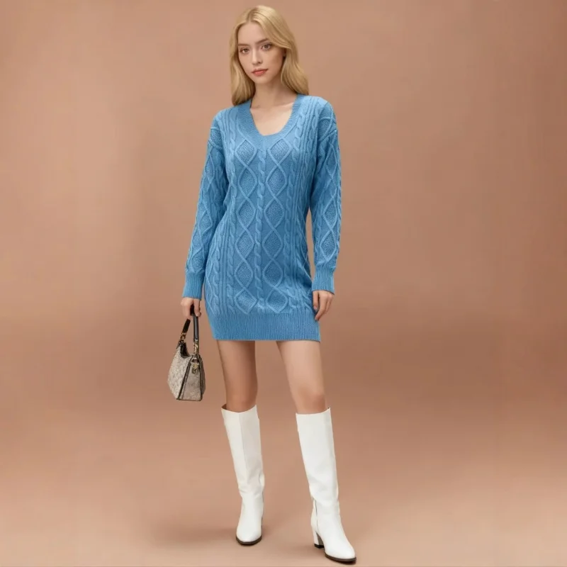 Autumn Winter New Mid-Length Sweater Solid Color Knitted Fashion Casual Women'S Knit Dress
Autumn Winter New Mid-Length Sweater Solid Color Knitted Fashion Casual Women'S Knit Dress