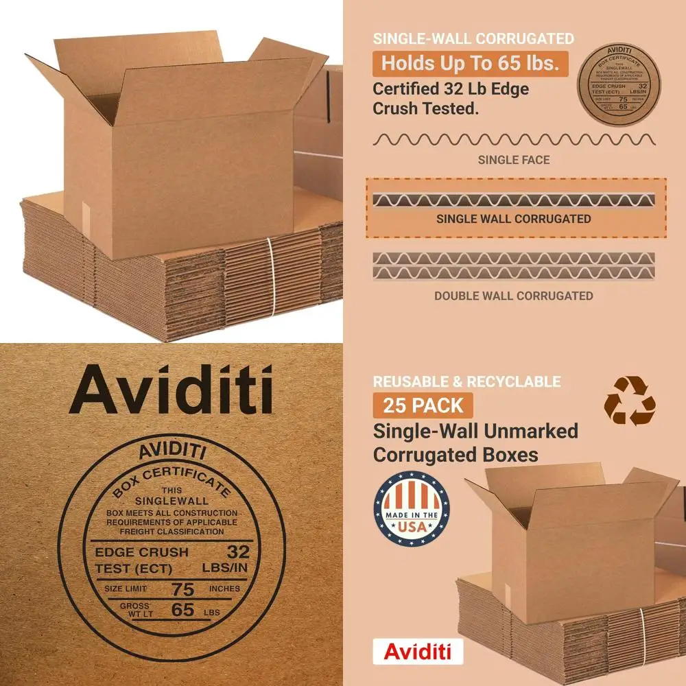 Medium 18x12x12 25-Pack Corrugated Cardboard Boxes for Moving, Mailing, Packing, and Storage
Medium 18x12x12 25-Pack Corrugated Cardboard Boxes for Moving, Mailing, Packing, and Storage