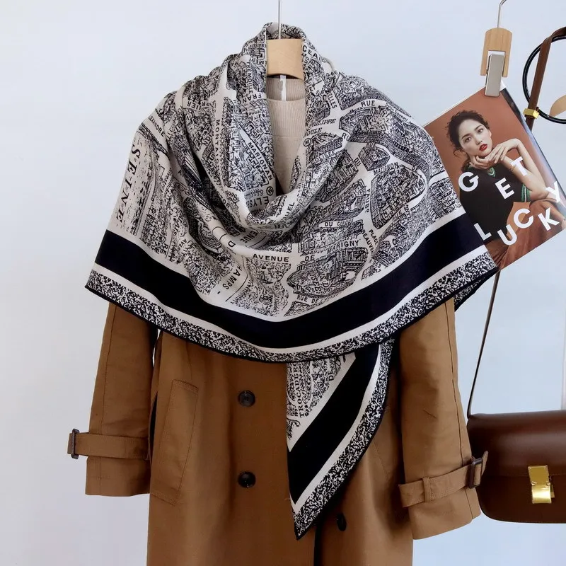 Высококачественный элегантный женский изысканный двусторонний шарф с принтом «Paris City», качественный шелковый шерстяной шарф с закрученным вручную краем, большой шаль
Высококачественный элегантный женский изысканный двусторонний шарф с принтом «Paris City», качественный шелковый шерстяной шарф с закрученным вручную краем, большой шаль