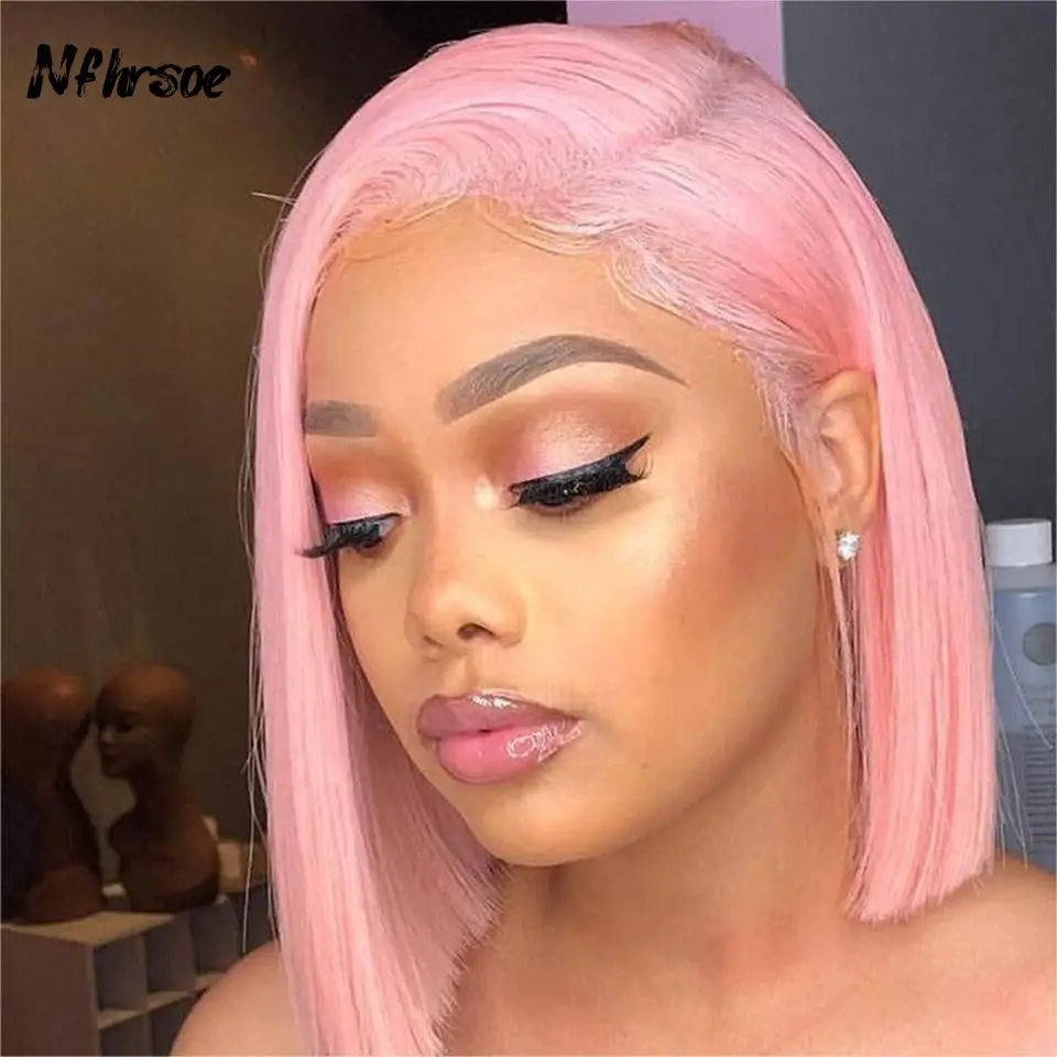 Pink Colored Short Bob Lace Wig Brazilian Remy Hair Colored Lace Front Wigs Human Hair Straight 180% Density Light Pink Bob Wig
Pink Colored Short Bob Lace Wig Brazilian Remy Hair Colored Lace Front Wigs Human Hair Straight 180% Density Light Pink Bob Wig