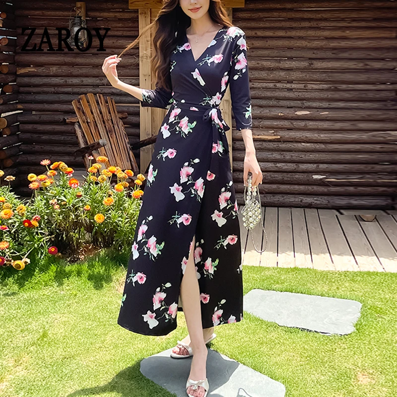 ZAROY Floral Print Women Long Dress With Belt Elegant Wrap Dress Sexy V Neck Summer Beach Maxi Dress Holidy Party Vestidos Robe
ZAROY Floral Print Women Long Dress With Belt Elegant Wrap Dress Sexy V Neck Summer Beach Maxi Dress Holidy Party Vestidos Robe