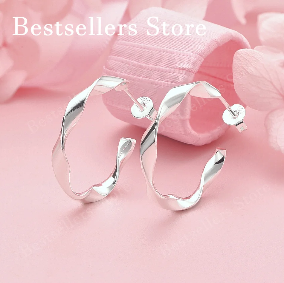 925 Sterling Silver Delicate Twisted C-Circle Earrings for Women, Fashionable Wedding Party Gift Jewelry
925 Sterling Silver Delicate Twisted C-Circle Earrings for Women, Fashionable Wedding Party Gift Jewelry