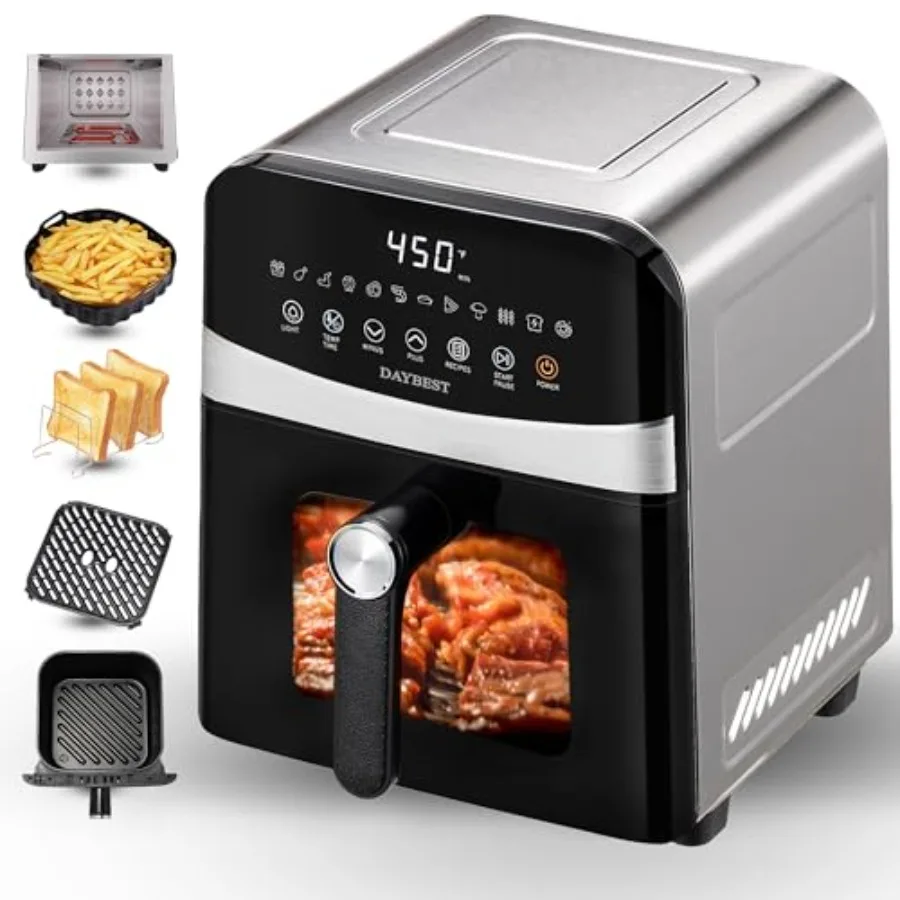 Stainless Steel Air Fryer 12-in-1 Dual-Blaze with Steel Housing 6QT 2-3 Servings Visible 8.27 Basket Teflon-Free Premium Coatin
Stainless Steel Air Fryer 12-in-1 Dual-Blaze with Steel Housing 6QT 2-3 Servings Visible 8.27 Basket Teflon-Free Premium Coatin