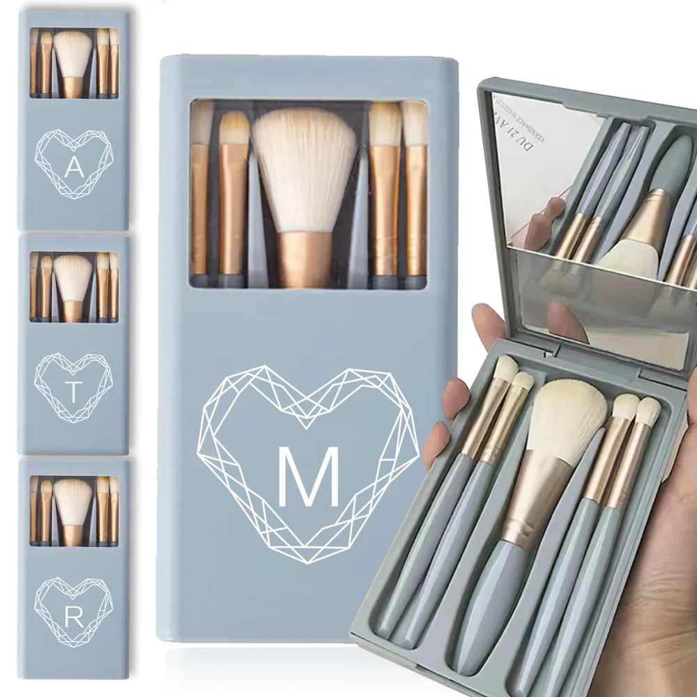 5Pcs Portable Makeup Brush Set With Mirror Box Cosmetic Brush Case Eyeshadow Organizer Travel Beauty Tool Diamond Letter Pattern
5Pcs Portable Makeup Brush Set With Mirror Box Cosmetic Brush Case Eyeshadow Organizer Travel Beauty Tool Diamond Letter Pattern
