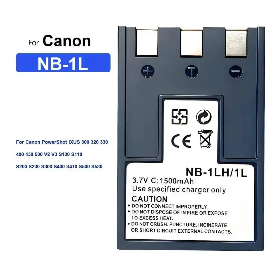Camera Battery NB-1L 1500Mah For Canon Powershot Ixus 300 320 330 400 430 500 V2 V3 S100 S110 S200 S230 S300 S400 S410 S500 S530
Camera Battery NB-1L 1500Mah For Canon Powershot Ixus 300 320 330 400 430 500 V2 V3 S100 S110 S200 S230 S300 S400 S410 S500 S530