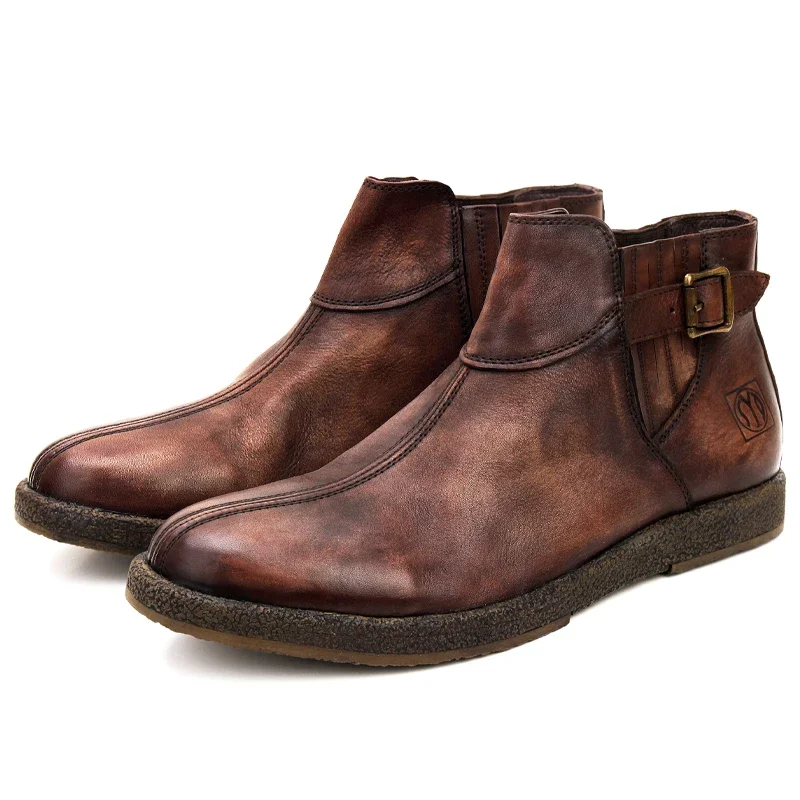 British Style Men Boots Retro Fashion Buckle Design Chelsea Boots Men Genuine Leather High Top Casual Shoes Botas Hombre
British Style Men Boots Retro Fashion Buckle Design Chelsea Boots Men Genuine Leather High Top Casual Shoes Botas Hombre
