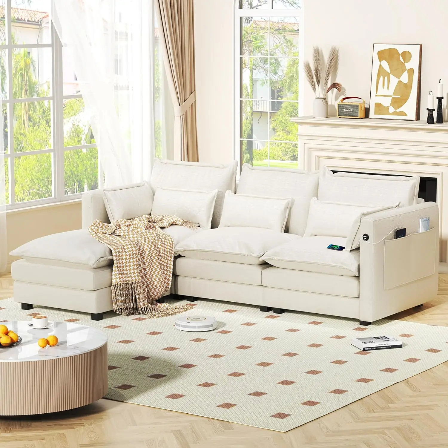 DYHOME L Shaped Couch Sectional Sofa Comfy Cloud Couch for Living Room, Deep Seat Modular Sectional Sofa with Padded Armrests, P
DYHOME L Shaped Couch Sectional Sofa Comfy Cloud Couch for Living Room, Deep Seat Modular Sectional Sofa with Padded Armrests, P