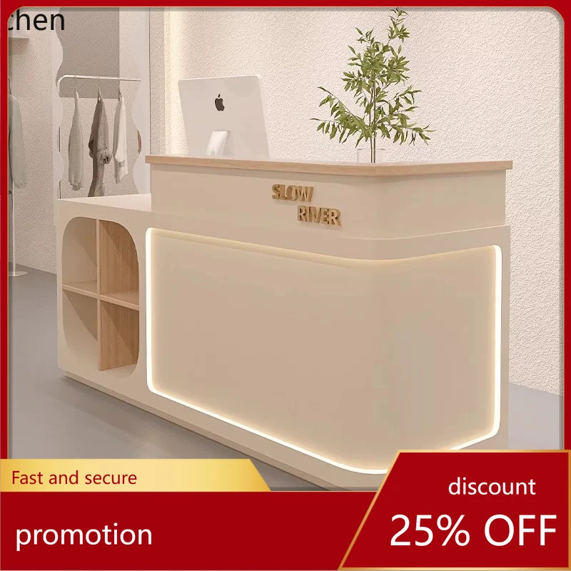 HT Internet celebrity clothing store Small bar store checkout page Simple cream wind front desk
HT Internet celebrity clothing store Small bar store checkout page Simple cream wind front desk