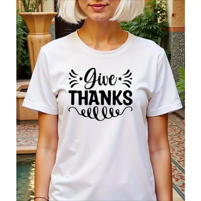 Give Thanks T-Shirt, Thanksgiving Holiday Graphic Tee, Women's Men's Family Celebration Top, Cute Positive Vibes Gift Shirt
Give Thanks T-Shirt, Thanksgiving Holiday Graphic Tee, Women's Men's Family Celebration Top, Cute Positive Vibes Gift Shirt