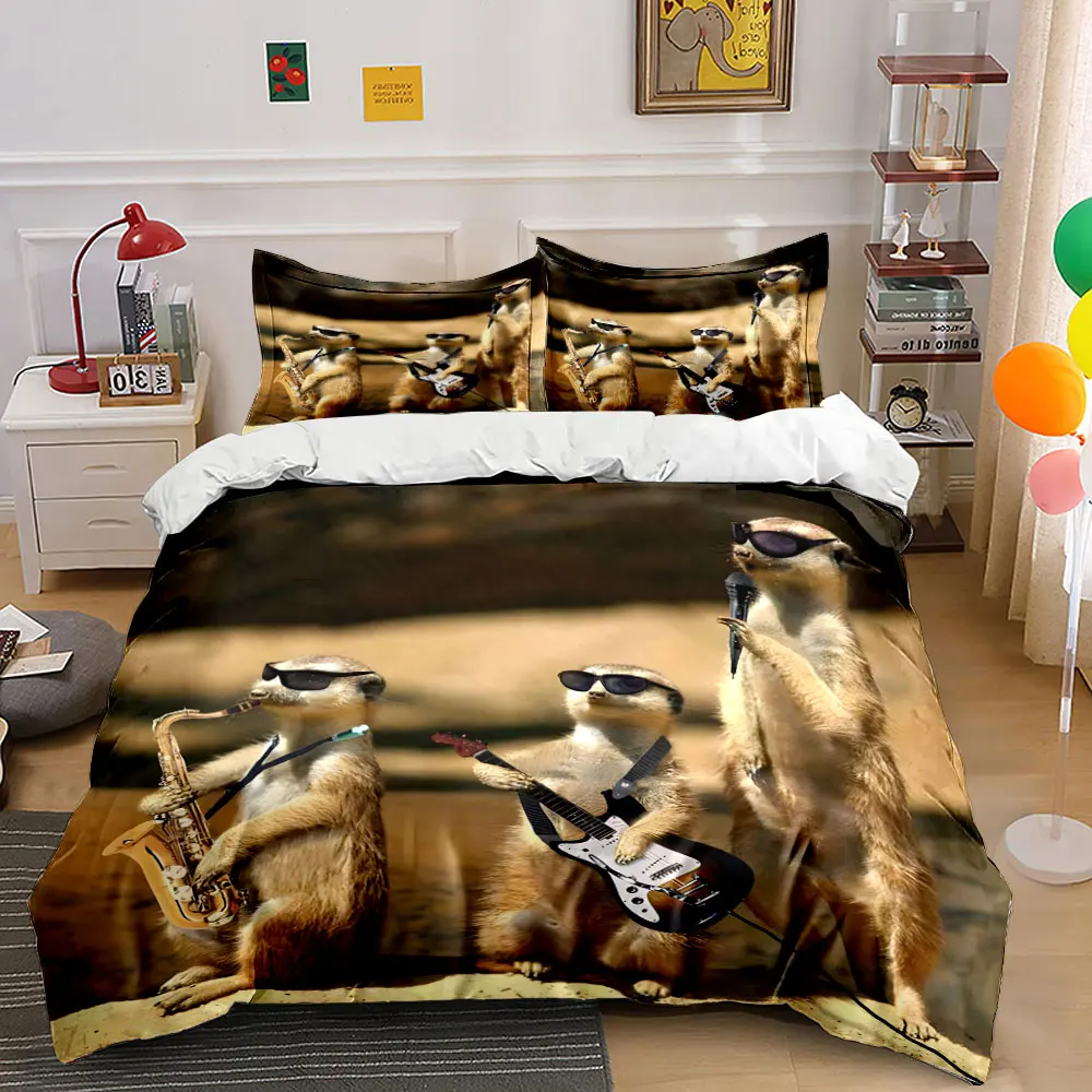 Fun Creative Meerkats Band Pattern Duvet Cover Set Digital Print Colorful Polyester Bedding with Zipper Closur for kids gifts
Fun Creative Meerkats Band Pattern Duvet Cover Set Digital Print Colorful Polyester Bedding with Zipper Closur for kids gifts