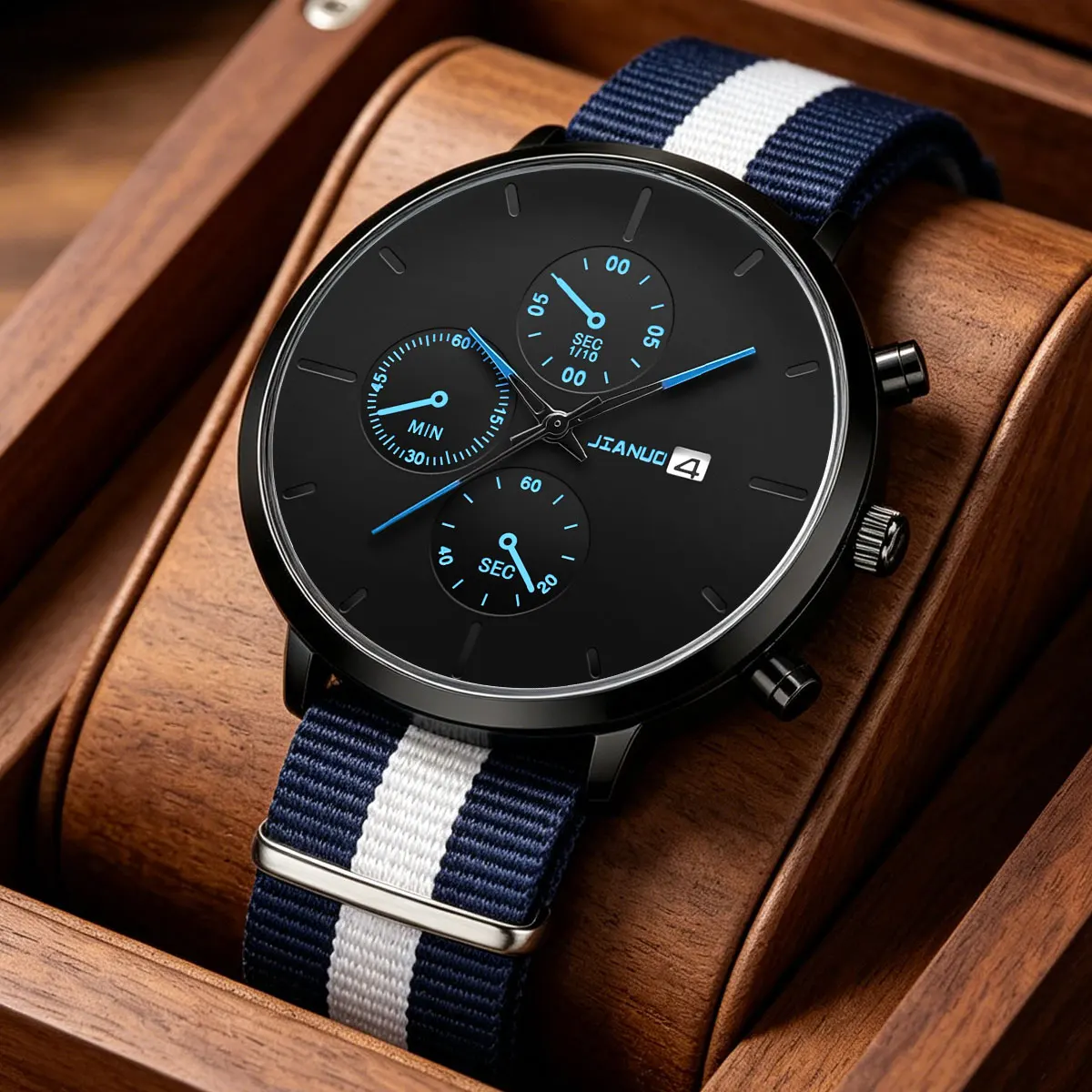 JIANUO Men's Watch New Arrival Casual Business Nylon Strap Calendar Quartz Cool British Style 3-Eye Trendy Wristwatch
JIANUO Men's Watch New Arrival Casual Business Nylon Strap Calendar Quartz Cool British Style 3-Eye Trendy Wristwatch