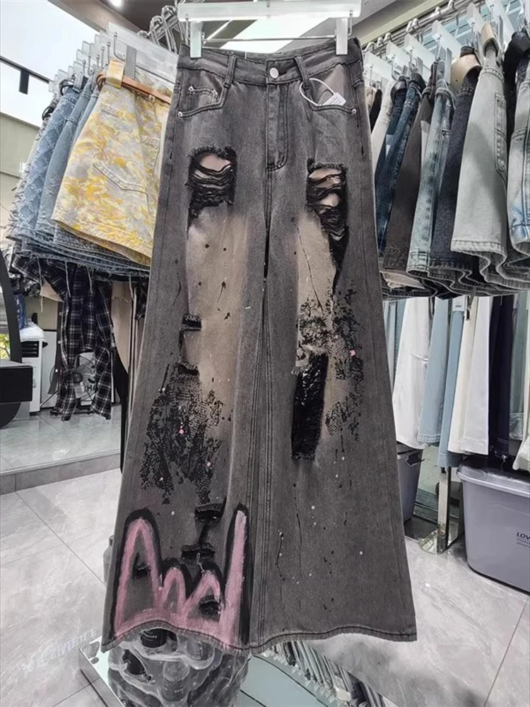 Summer new American style spicy girl tie dye design ripped jeans women's versatile vintage loose trendy wide leg pants
Summer new American style spicy girl tie dye design ripped jeans women's versatile vintage loose trendy wide leg pants