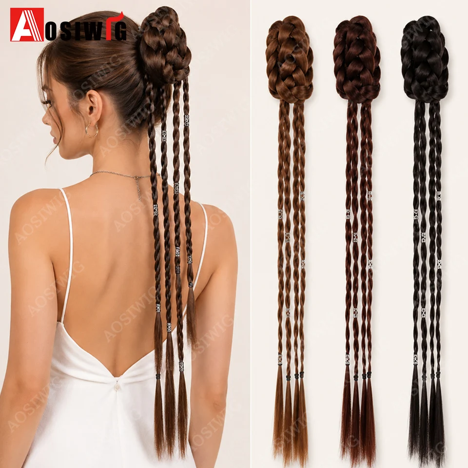 Synthetic 24Inch Long Braid Hair Bun Twisted Design Black Blonde Fluffy Elasticity Hair Bun Ponytail For Women
Synthetic 24Inch Long Braid Hair Bun Twisted Design Black Blonde Fluffy Elasticity Hair Bun Ponytail For Women