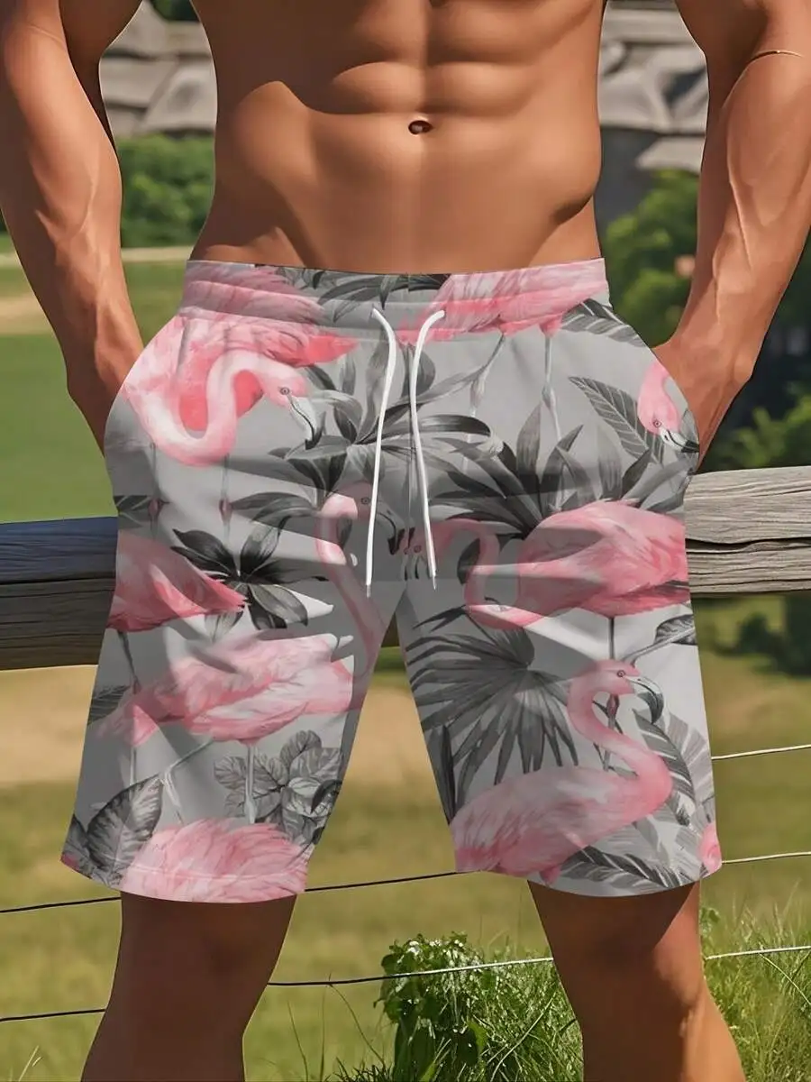 Mens Quick Dry Swim Trunks With Drawstring Waist Tropical Flamingo Floral Print Pink Gray Black
Mens Quick Dry Swim Trunks With Drawstring Waist Tropical Flamingo Floral Print Pink Gray Black