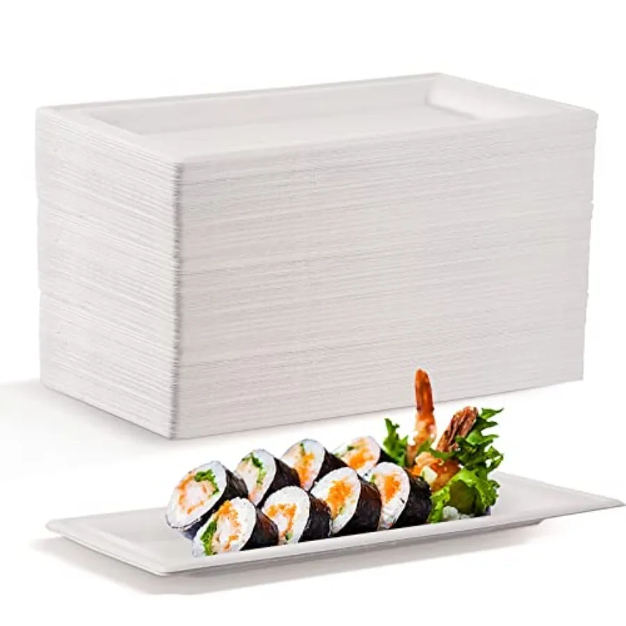 Hotop Pieces Disposable Rectangle Plates 10 Inch White Rectangle Serving Platter Heavy Duty Sugarcane Bagasse Plate for Outdoor
Hotop Pieces Disposable Rectangle Plates 10 Inch White Rectangle Serving Platter Heavy Duty Sugarcane Bagasse Plate for Outdoor