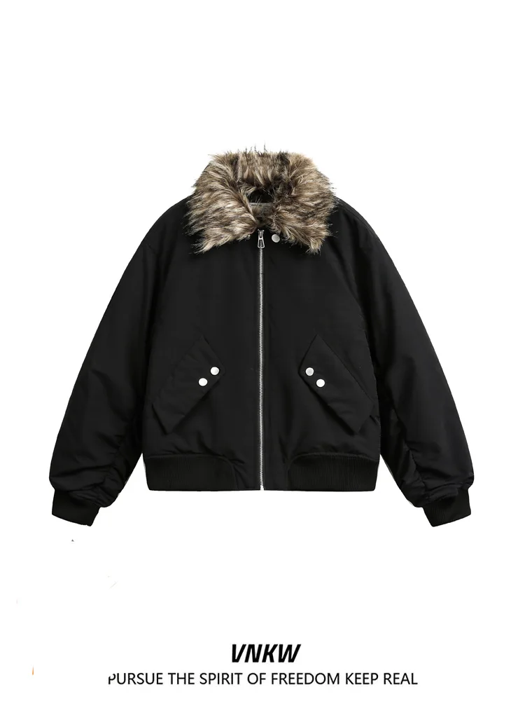 Retro American Bla Fur Collar Detachable Thiened Workwear Jaet Men Women Winter Fce Lined Parka ort Cotton Coat
Retro American Bla Fur Collar Detachable Thiened Workwear Jaet Men Women Winter Fce Lined Parka ort Cotton Coat