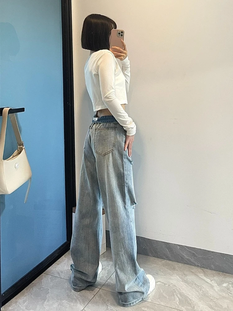 Trendy Ladies Summer Relaxed Fit Ripped Washed Jeans American High Street Style Straight Wide Leg Long Trousers
Trendy Ladies Summer Relaxed Fit Ripped Washed Jeans American High Street Style Straight Wide Leg Long Trousers