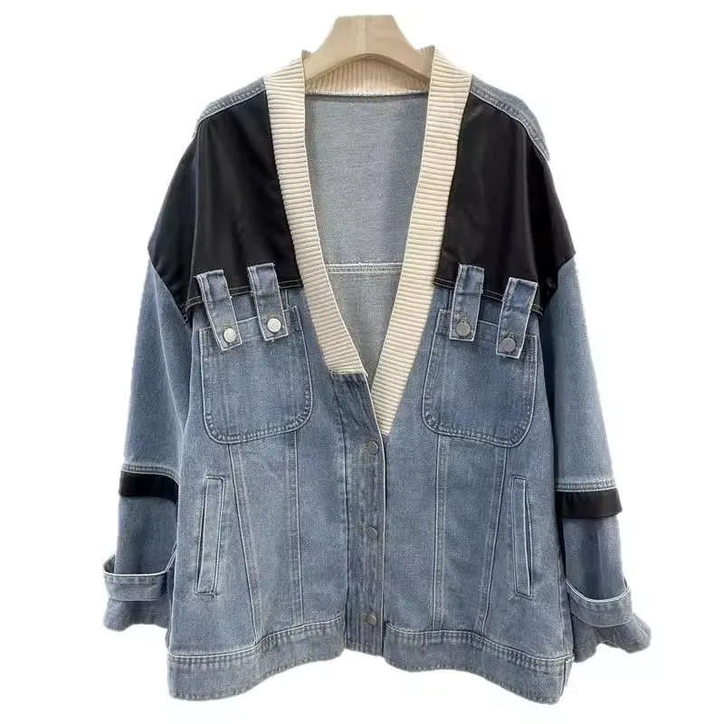 2025 Spring New Women Short Denim Coat Patchwork Knitted V-Neck Single Breasted Jeans Jacket Causal Long Sleeve Top Fashion T963
2025 Spring New Women Short Denim Coat Patchwork Knitted V-Neck Single Breasted Jeans Jacket Causal Long Sleeve Top Fashion T963