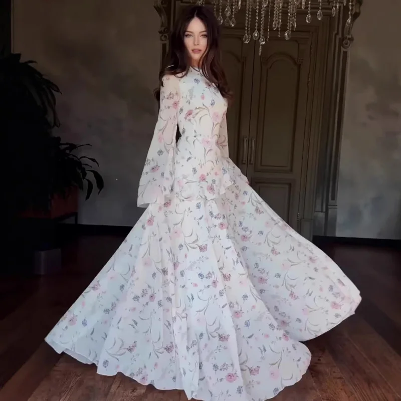 2025Spring new floral fresh and gentle temperament long-sleeve long dress for women
2025Spring new floral fresh and gentle temperament long-sleeve long dress for women