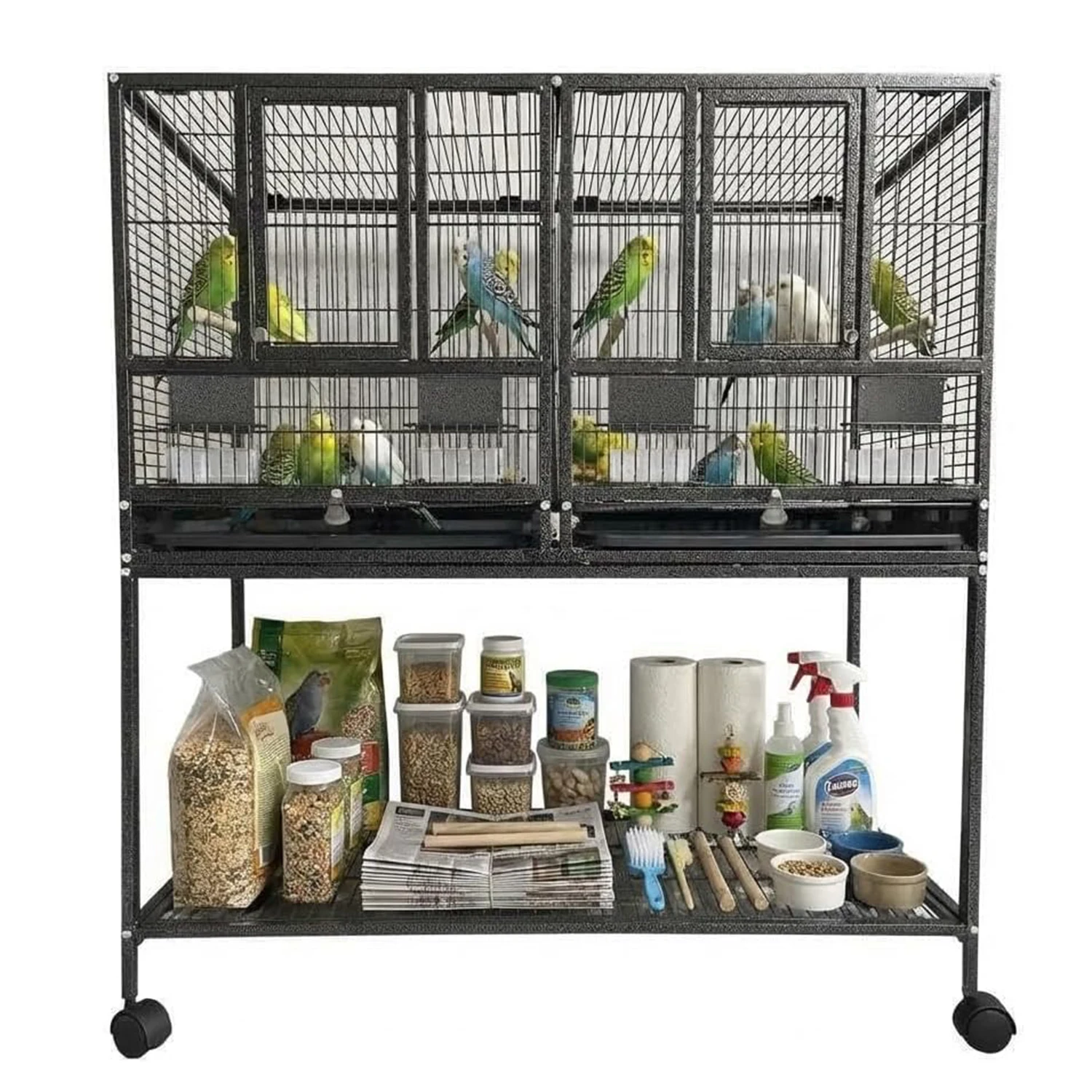 43 Inch Bird Flight Cage with Wheels,Bird Feeder,Detachable Rolling Stand Breeder Cage with Perches Birdcage for Parrots Finches
43 Inch Bird Flight Cage with Wheels,Bird Feeder,Detachable Rolling Stand Breeder Cage with Perches Birdcage for Parrots Finches
