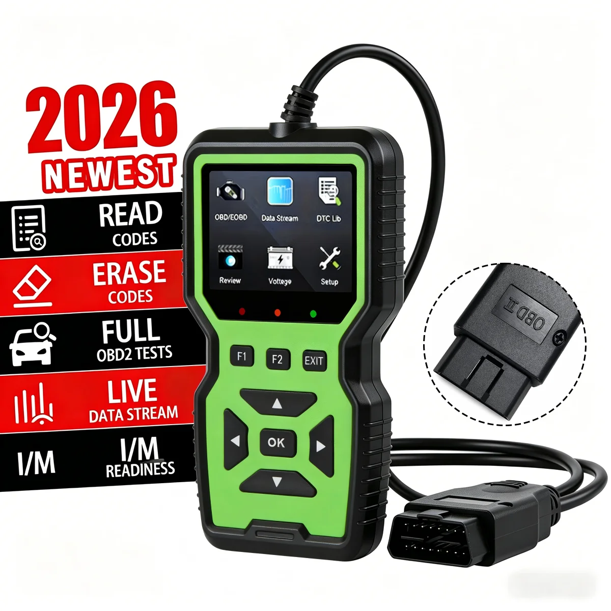 Obd2 Scanner, Reads and Erases Fault Codes, Checks Engine Light, Complete Functional Car Diagnostic Tool for Most Fuel Vehicles
Obd2 Scanner, Reads and Erases Fault Codes, Checks Engine Light, Complete Functional Car Diagnostic Tool for Most Fuel Vehicles
