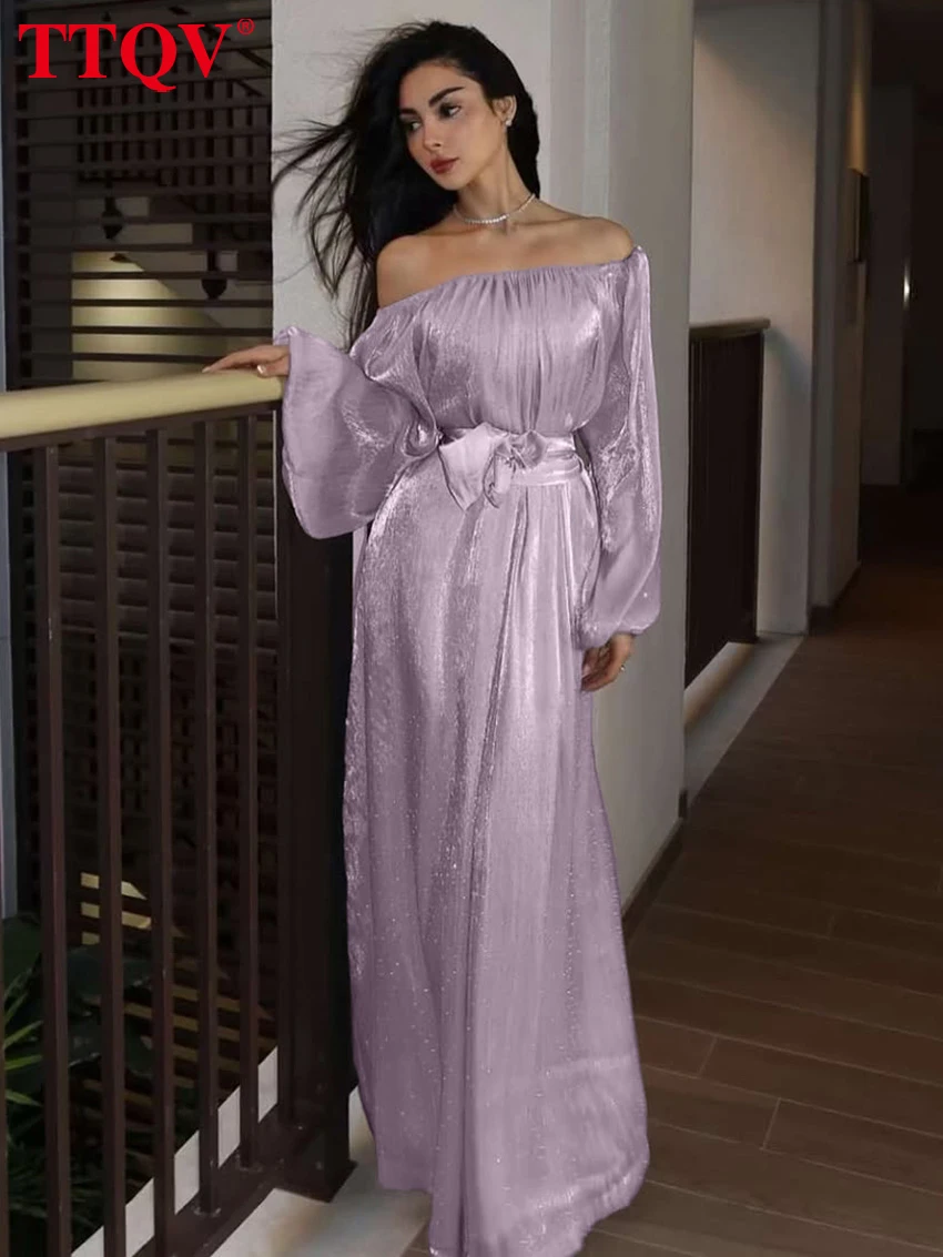 TTQV Fashion Loose Purple Dresses For Women 2026 Sexy Slash Neck Long Sleeve Ankle Length Dress Elegant Classic Female Dress
TTQV Fashion Loose Purple Dresses For Women 2026 Sexy Slash Neck Long Sleeve Ankle Length Dress Elegant Classic Female Dress
